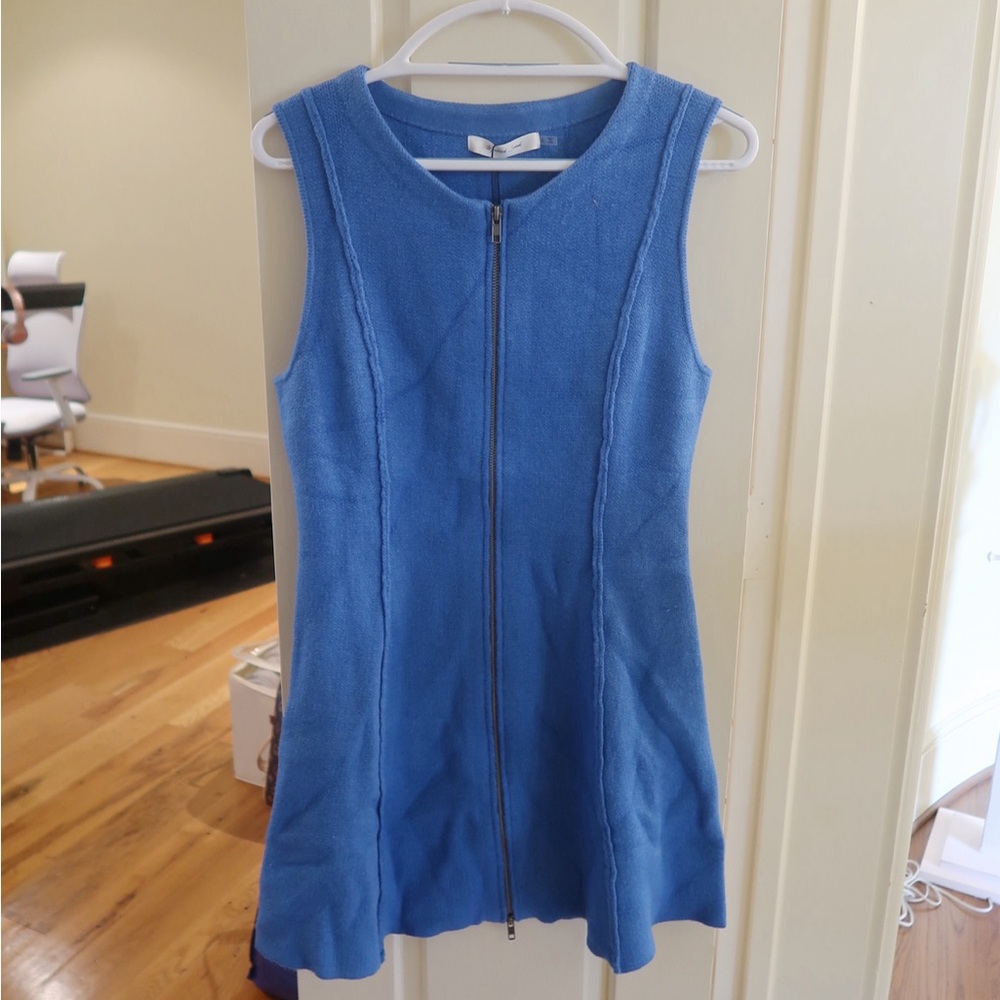 Blue Zip-Front Mini Dress